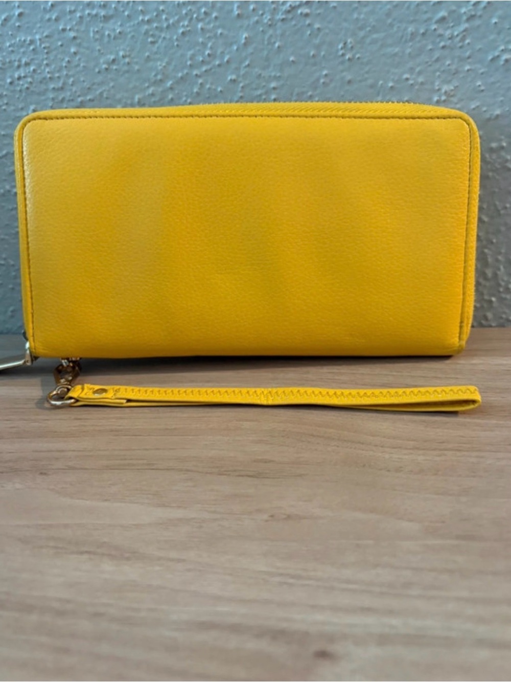 Amazon Yellow Zip-Around Wristlet with Detachable Strap